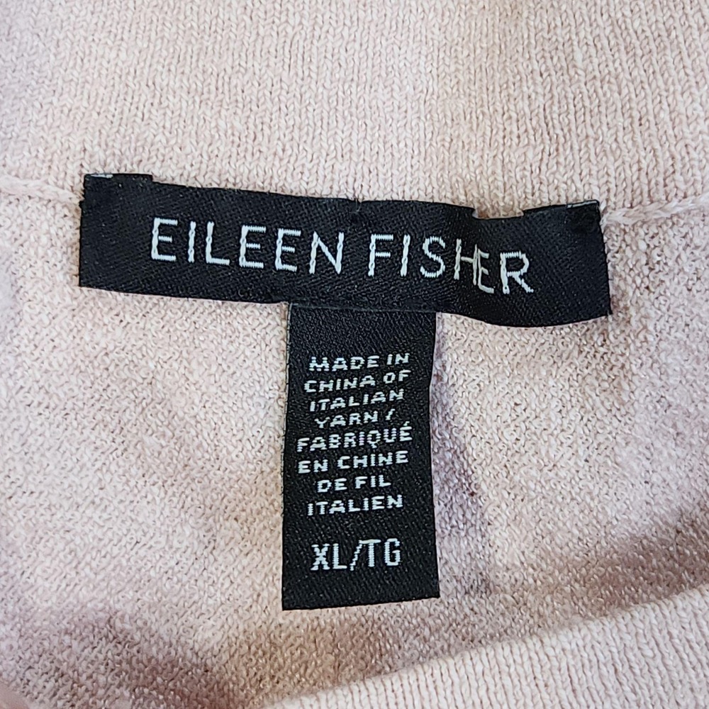 Eileen Fisher Sweater Womens XL Pink Linen Crewneck Pullover Lightweight Knit - Picture 2 of 8